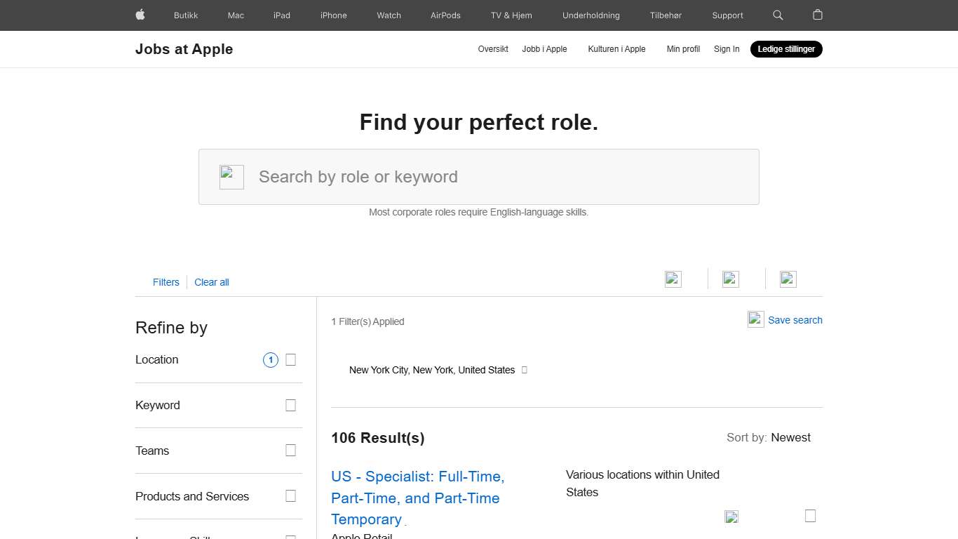 Search Jobs - New York City - Jobs at Apple (NO)
