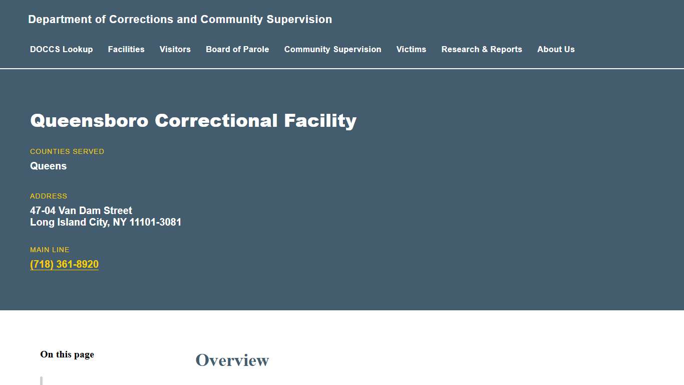 Queensboro Correctional Facility | Department of Corrections and Community Supervision